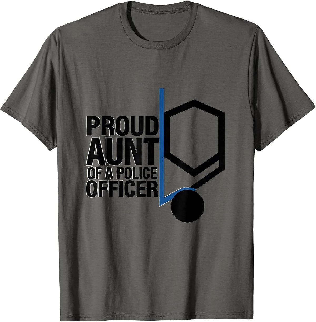 Men's Proud Aunt Of A Police Officer Thin Blue Line Family Tribute T-Shirt - Asphalt Grey