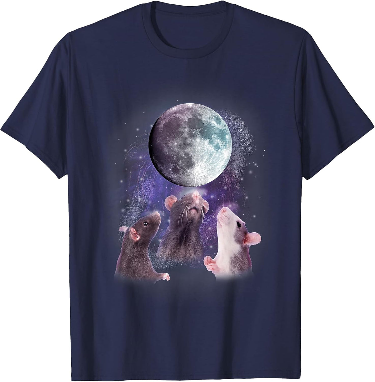 Rats Howling at the Moon Shirt - Funny Rat T-Shirt - Navy Blue