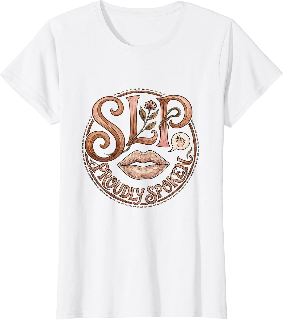 Women's SLP Proudly Spoken Boho Typography Speech Language T-Shirt - White