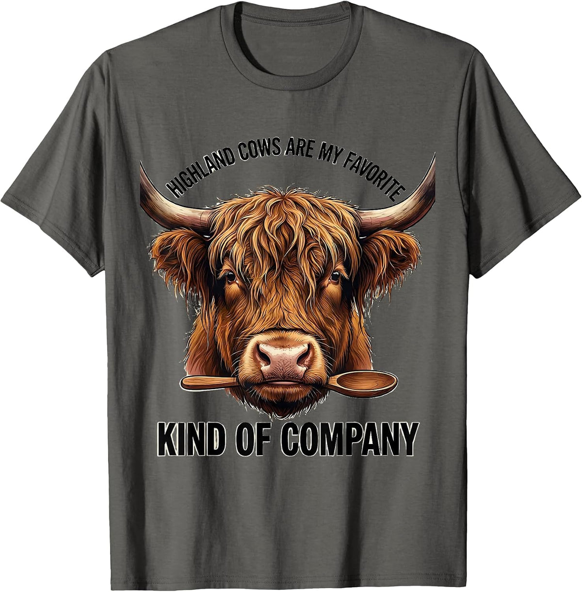 Men's Highland Cows Are My Favorite Kind Of Company Funny T-Shirt - Asphalt Grey