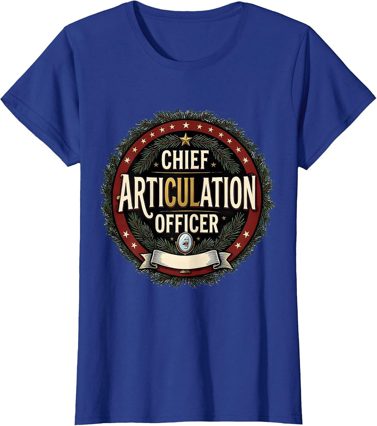 Women's Chief Articulation Officer Retro Groovy Speech Therapist T-Shirt - Royal Blue
