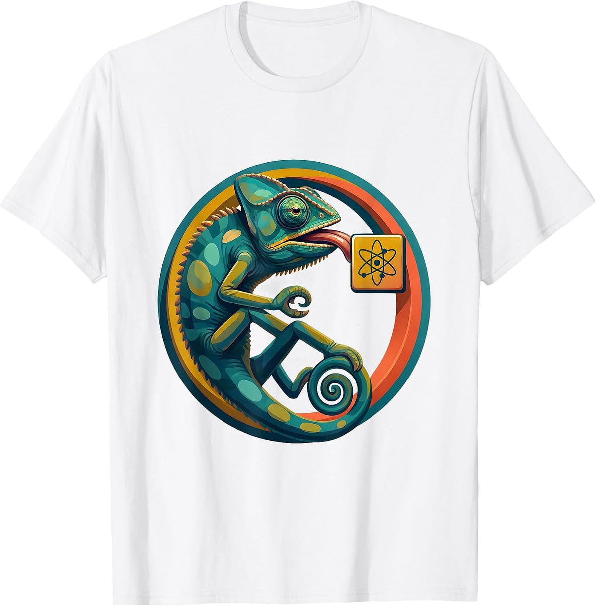Men's Chameleon Periodic Table Science Humor Graphic T-Shirt - White