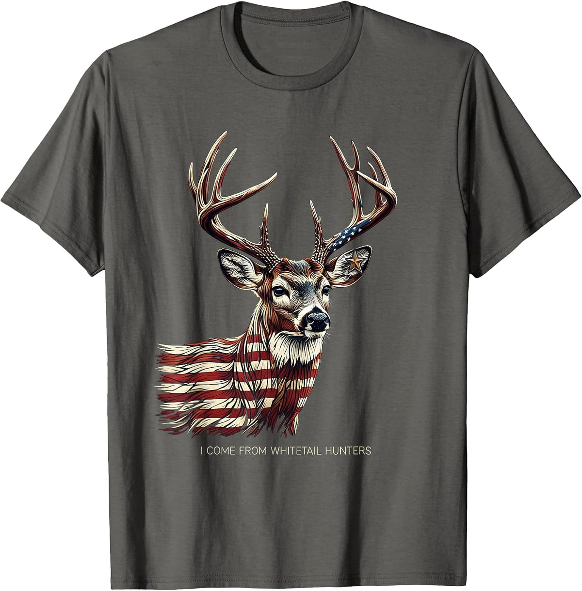I Come From Whitetail Hunters Patriotic Camo Deer Hunter Dad T-Shirt - Asphalt Grey