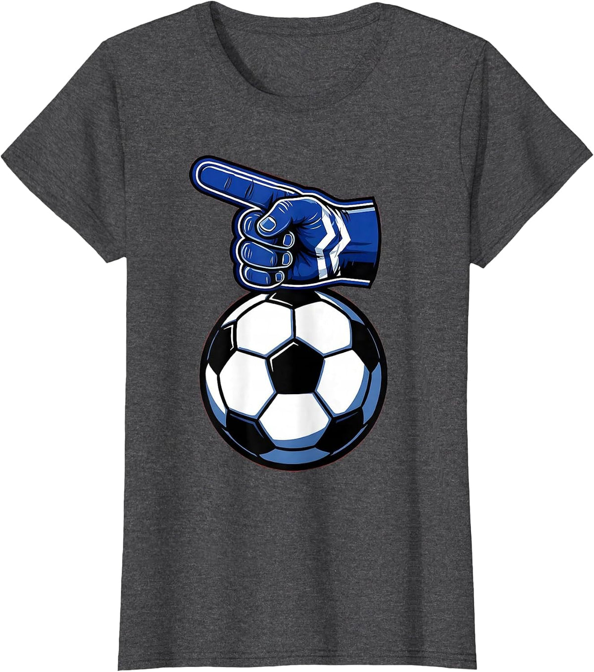 Women's Soccer Dad Foam Finger Graphic Tee T-Shirt - Dark Heather Grey
