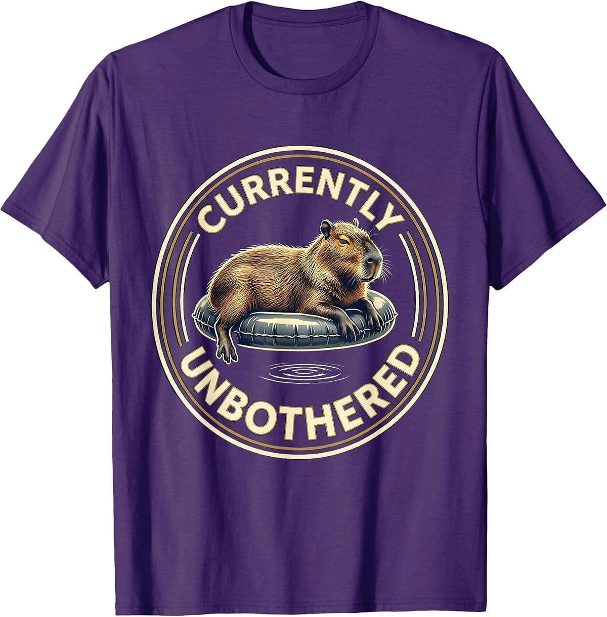 Men's Currently Unbothered Bold Capybara Meme Animal Lover Humor T-Shirt - Purple