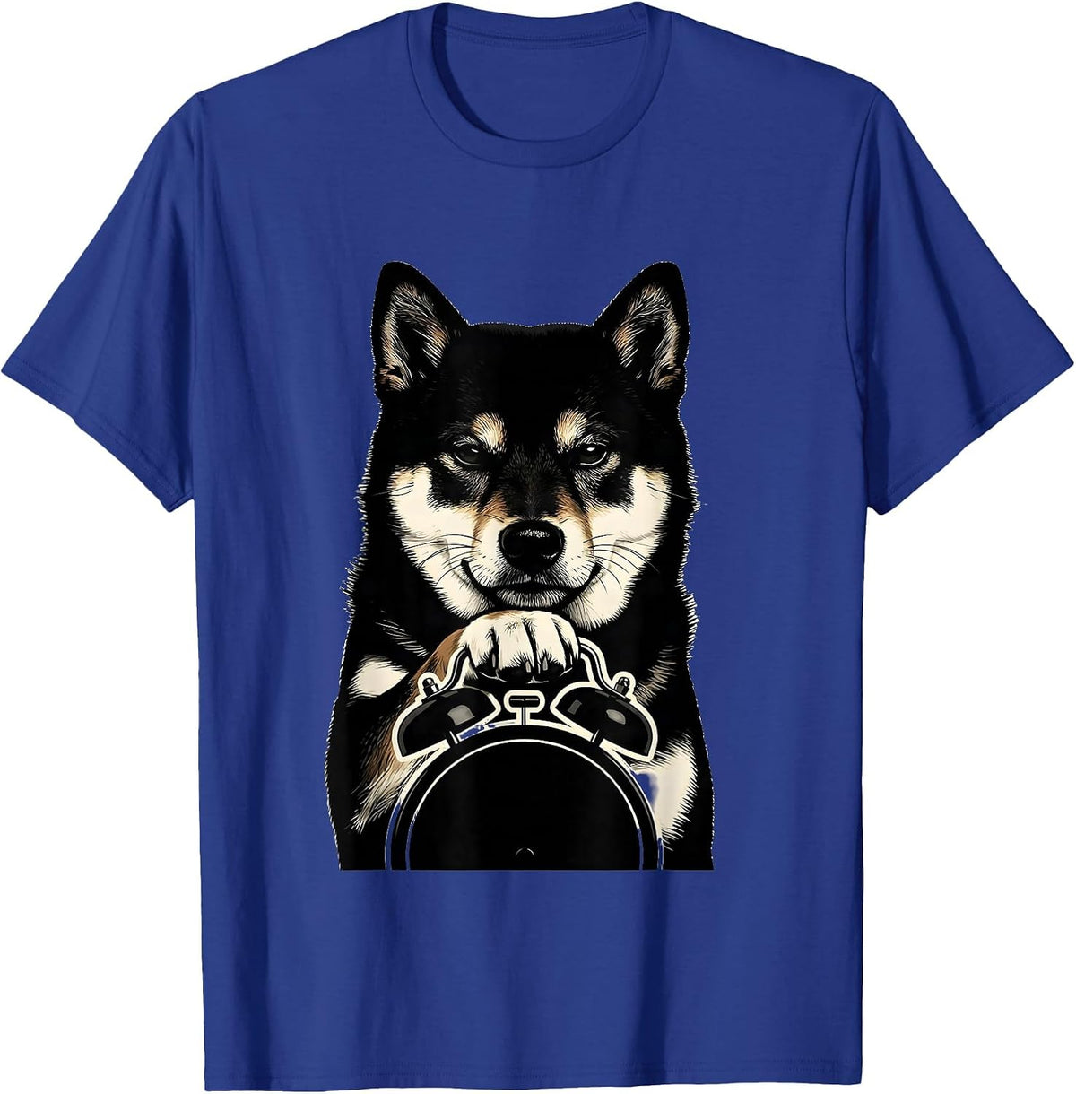 Men's Shiba Inu Alarm Clock Silhouette Funny Dog Lover Gift T-Shirt - Royal Blue
