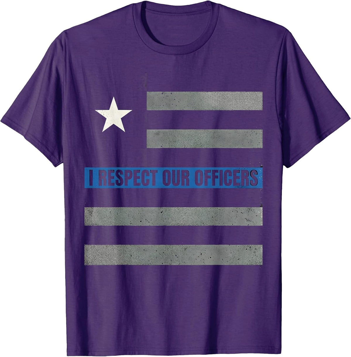 I Respect Our Officers Patriotic Police Support Thin Blue T-Shirt - Purple