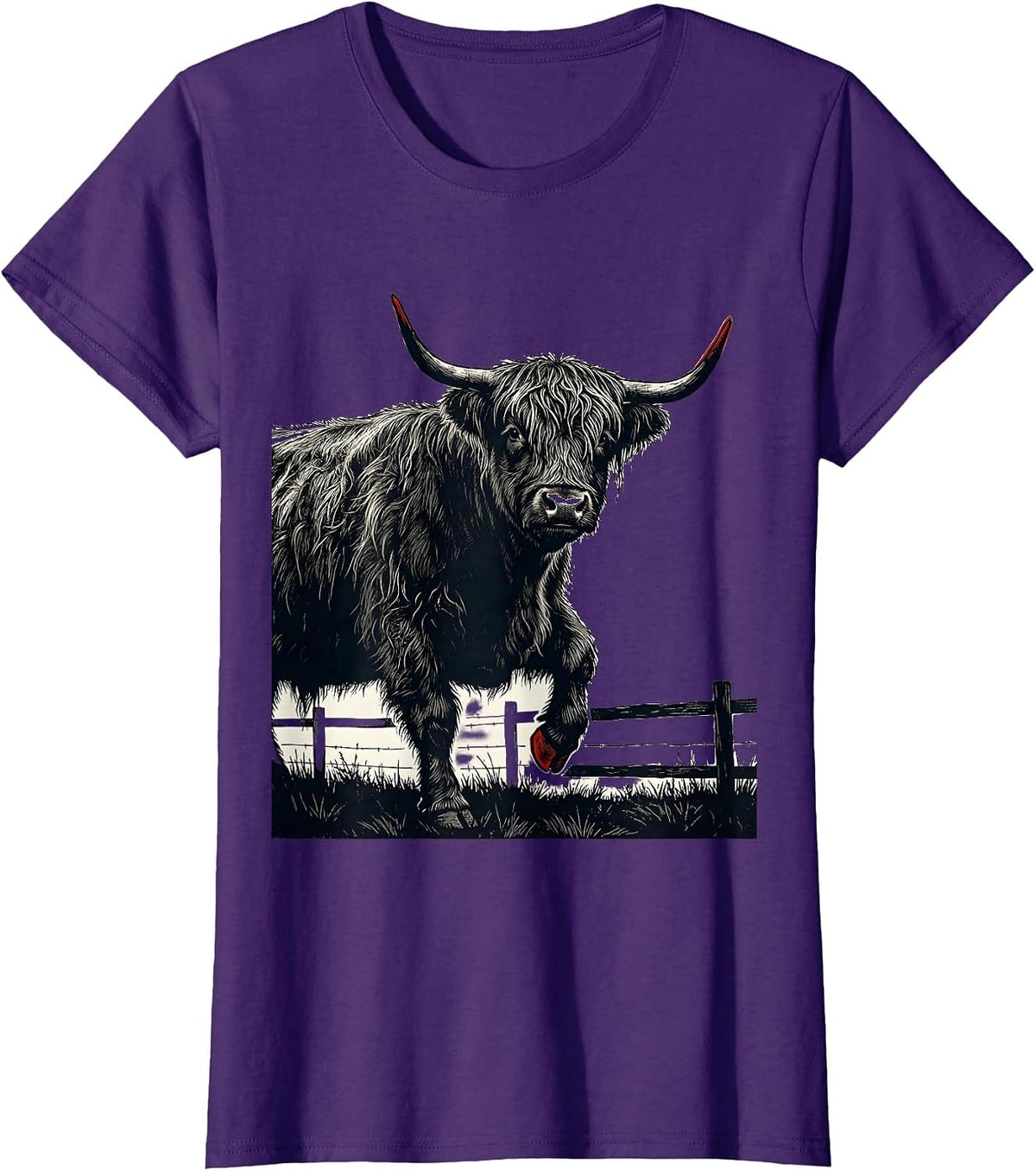 Women's Highland Cow Farm Humor Funny Farm Animal Lover T-Shirt - Purple