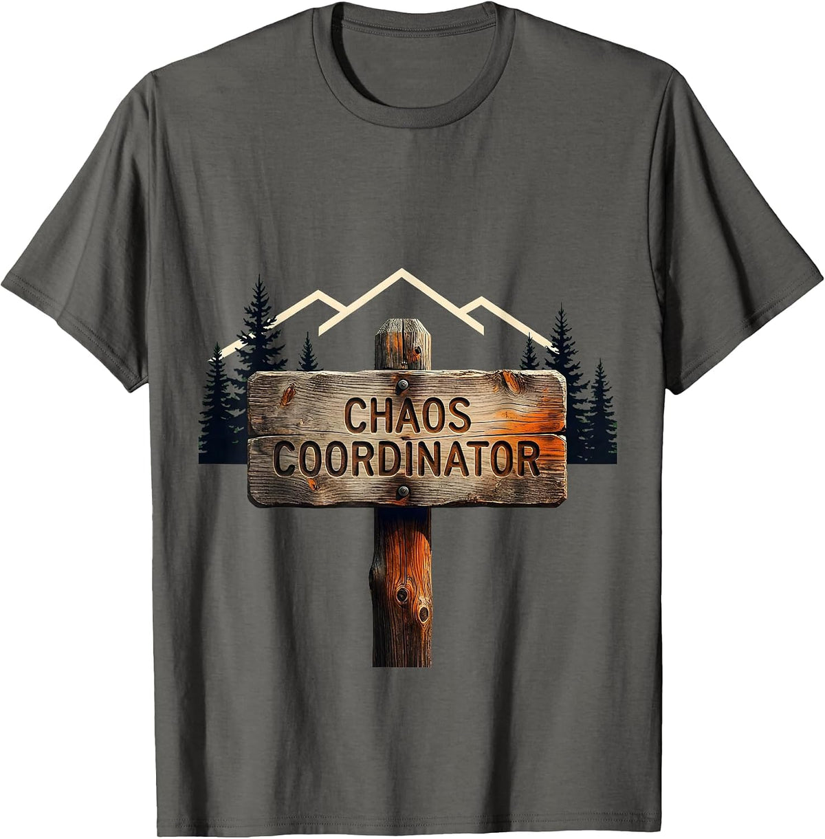 Men's Chaos Coordinator Funny Design T-Shirt - Asphalt Grey