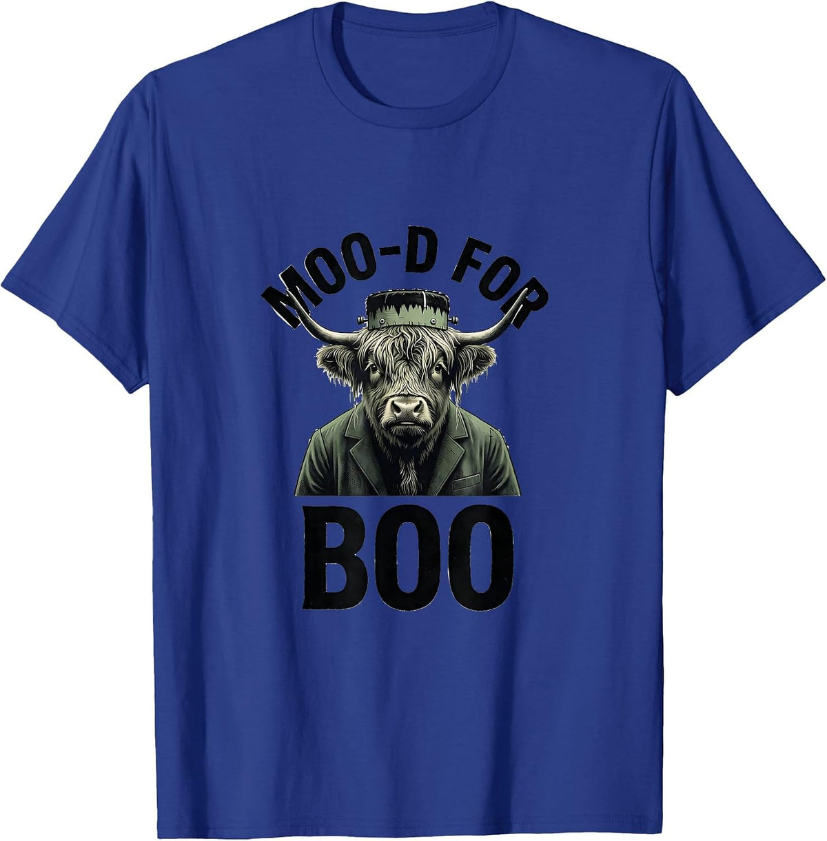 Moo-d For Boo Funny Highland Cow Halloween Costume Spooky T-Shirt - Royal Blue