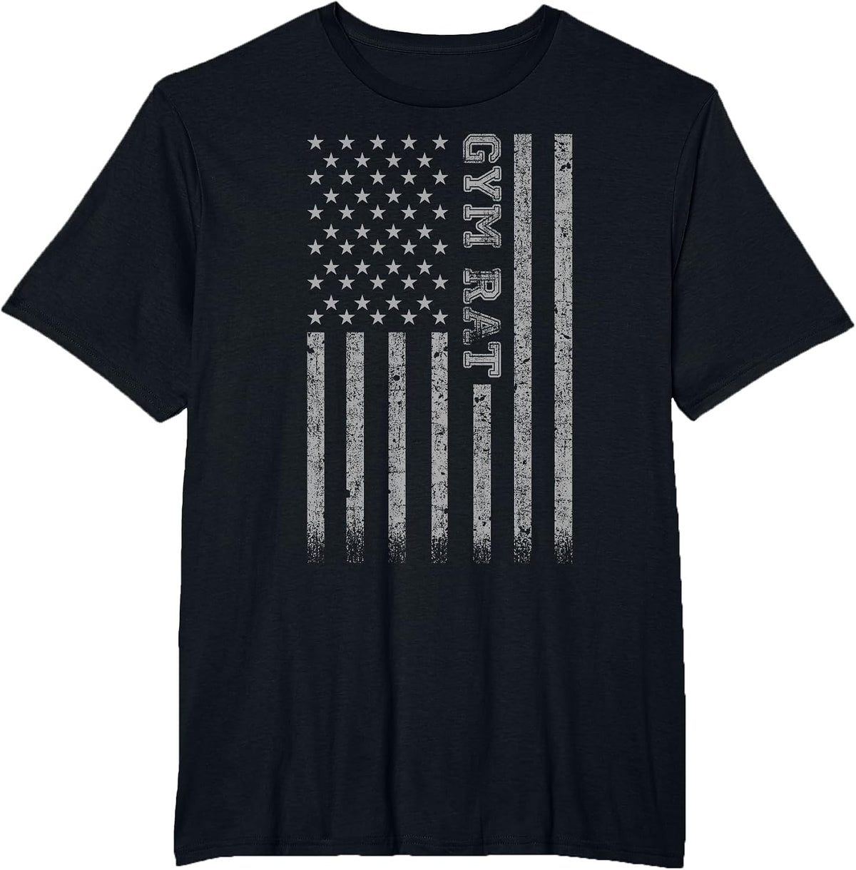 Gym Rat American Flag T-Shirt - Black