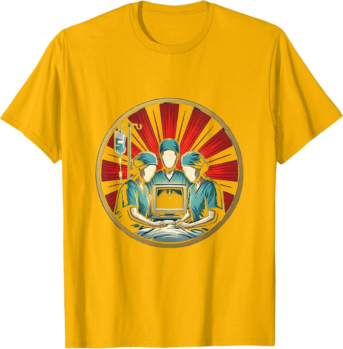 Sealed Nurse Crew Badge New Year Party ICU ER ICU NICU L&D T-Shirt - Golden Yellow