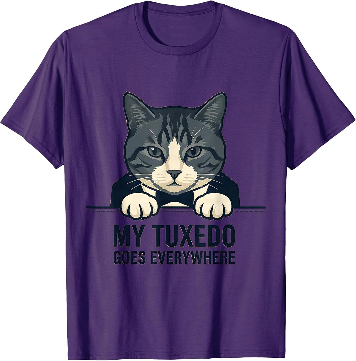 Men's My Tuxedo Goes Everywhere Cute Tuxedo Cat Pet Lover Gift T-Shirt - Purple