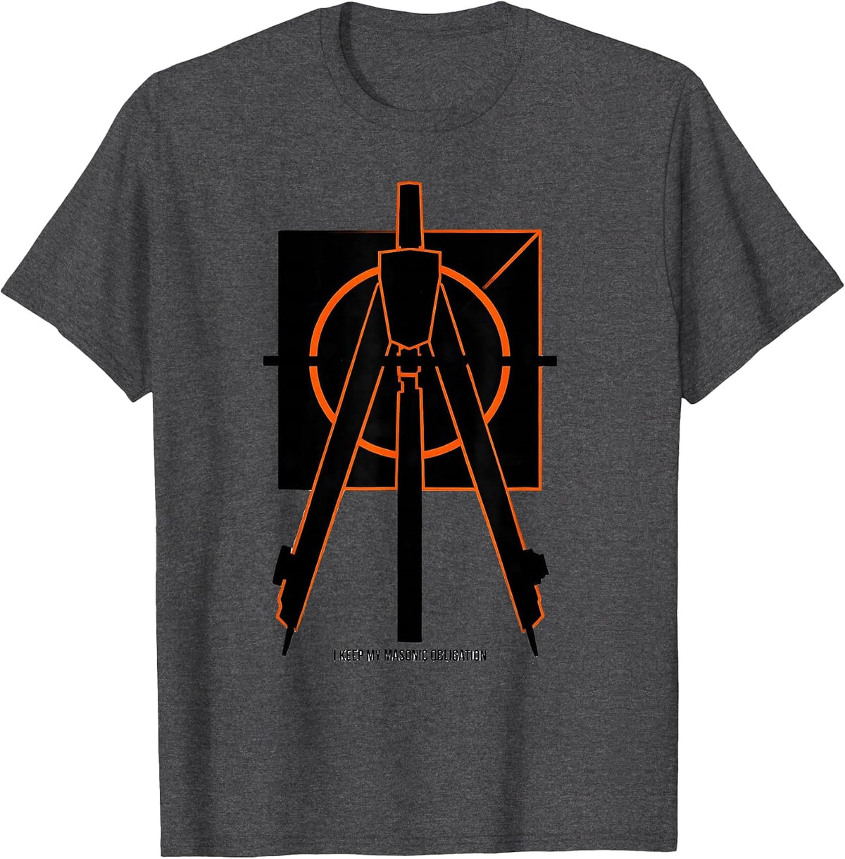 Men's I Keep My Masonic Obligation Brutalist Graphic Freemason T-Shirt - Dark Heather Grey