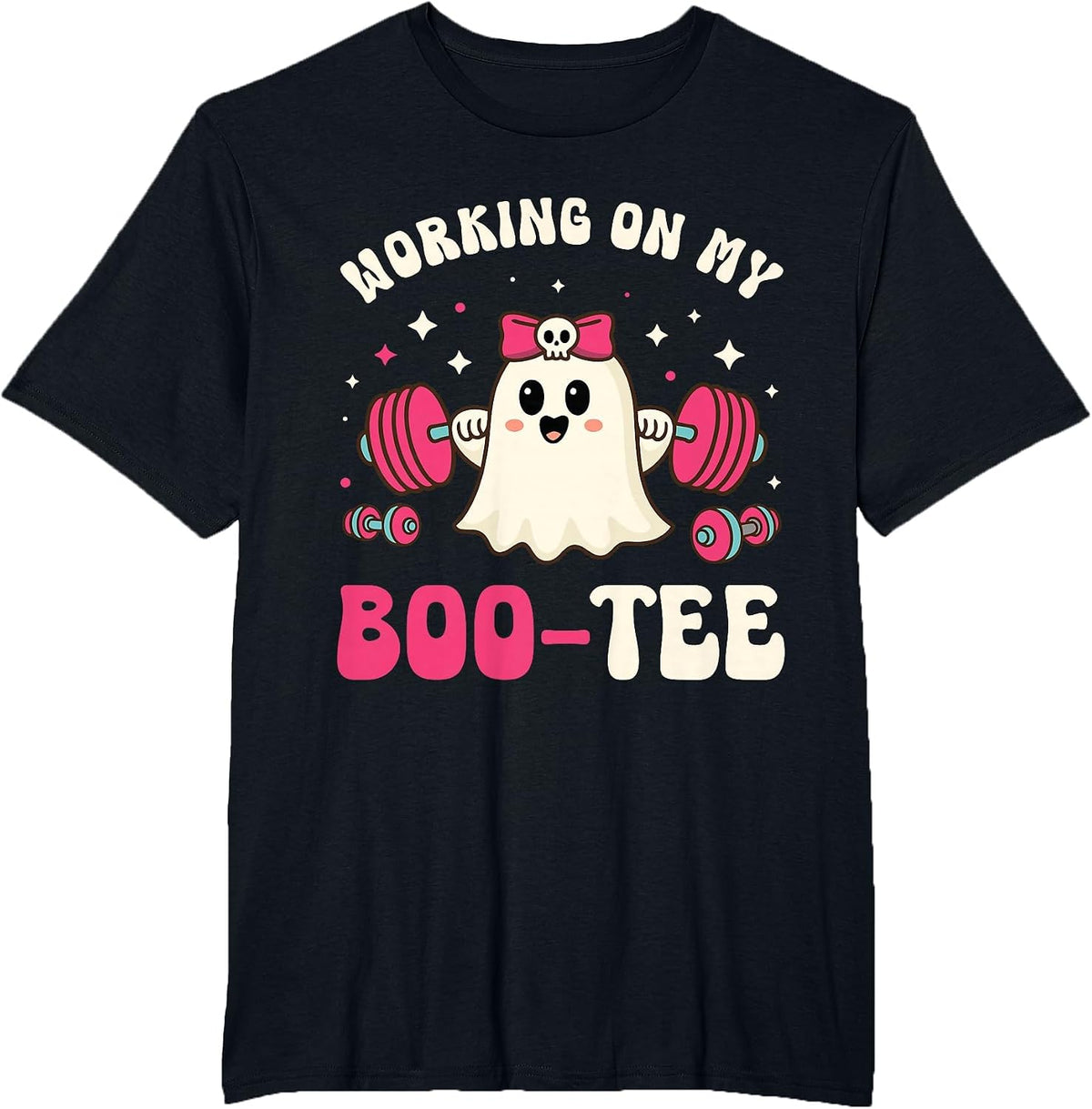 Working on My Boo tee Funny Gym Halloween Dead Lift Ghost T-Shirt - Black