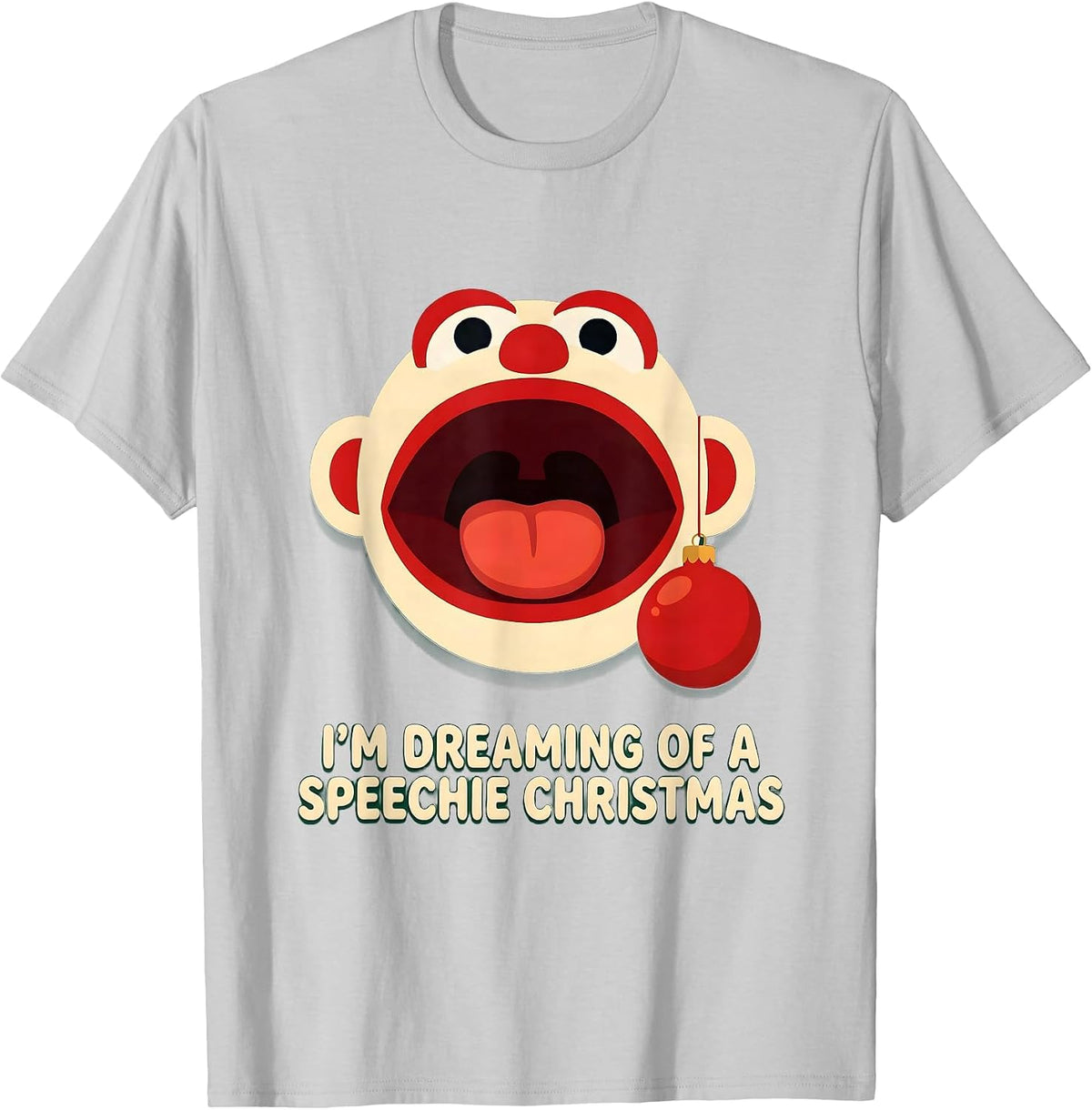 Men's I'm Dreaming of a Speechie Christmas Funny SLP Therapist T-Shirt - Silver Grey