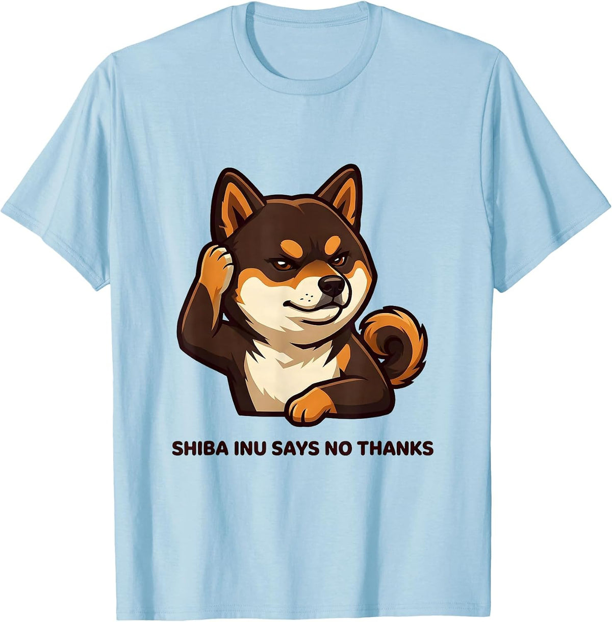 Men's Shiba Inu Says No Thanks Cute Kawaii Dog Lover Anime Humor T-Shirt - Baby Blue