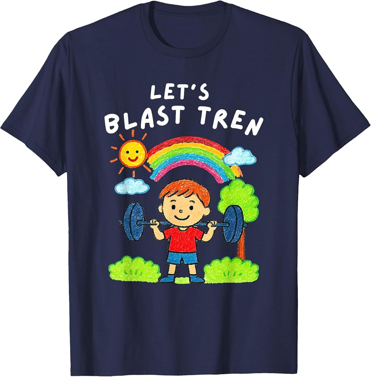 Let’s Blast Tren Funny Gym Workout T-Shirt - Navy Blue