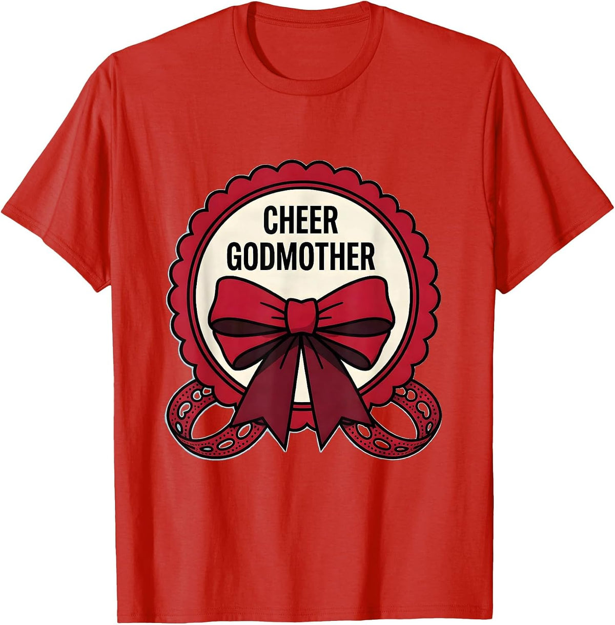 Men's Cheer Godmother Coquette Bow Sport Cheerleader Cheer Mom T-Shirt - Red
