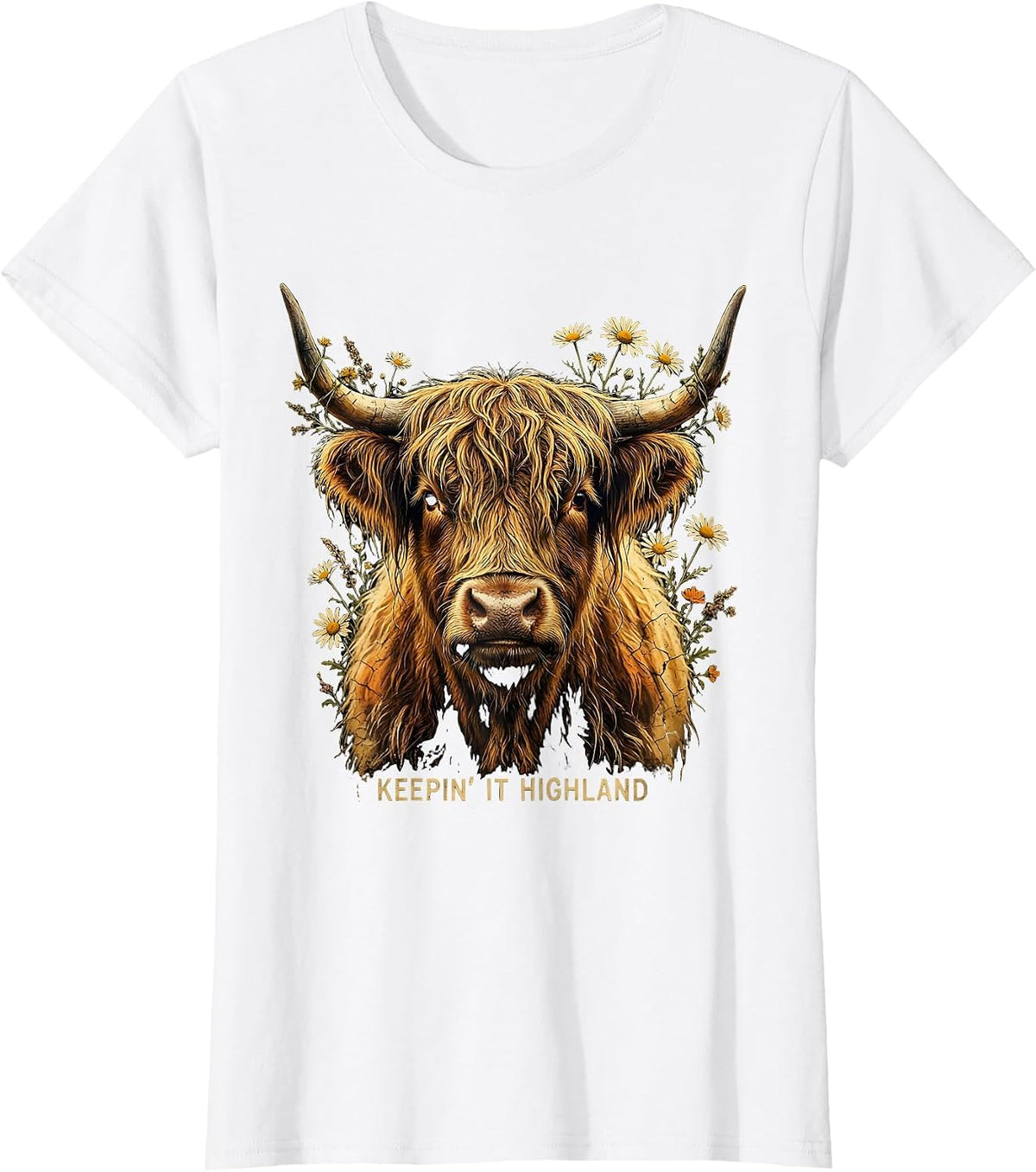 Keepin' It Highland Cute Highland Cow Design T-Shirt - White