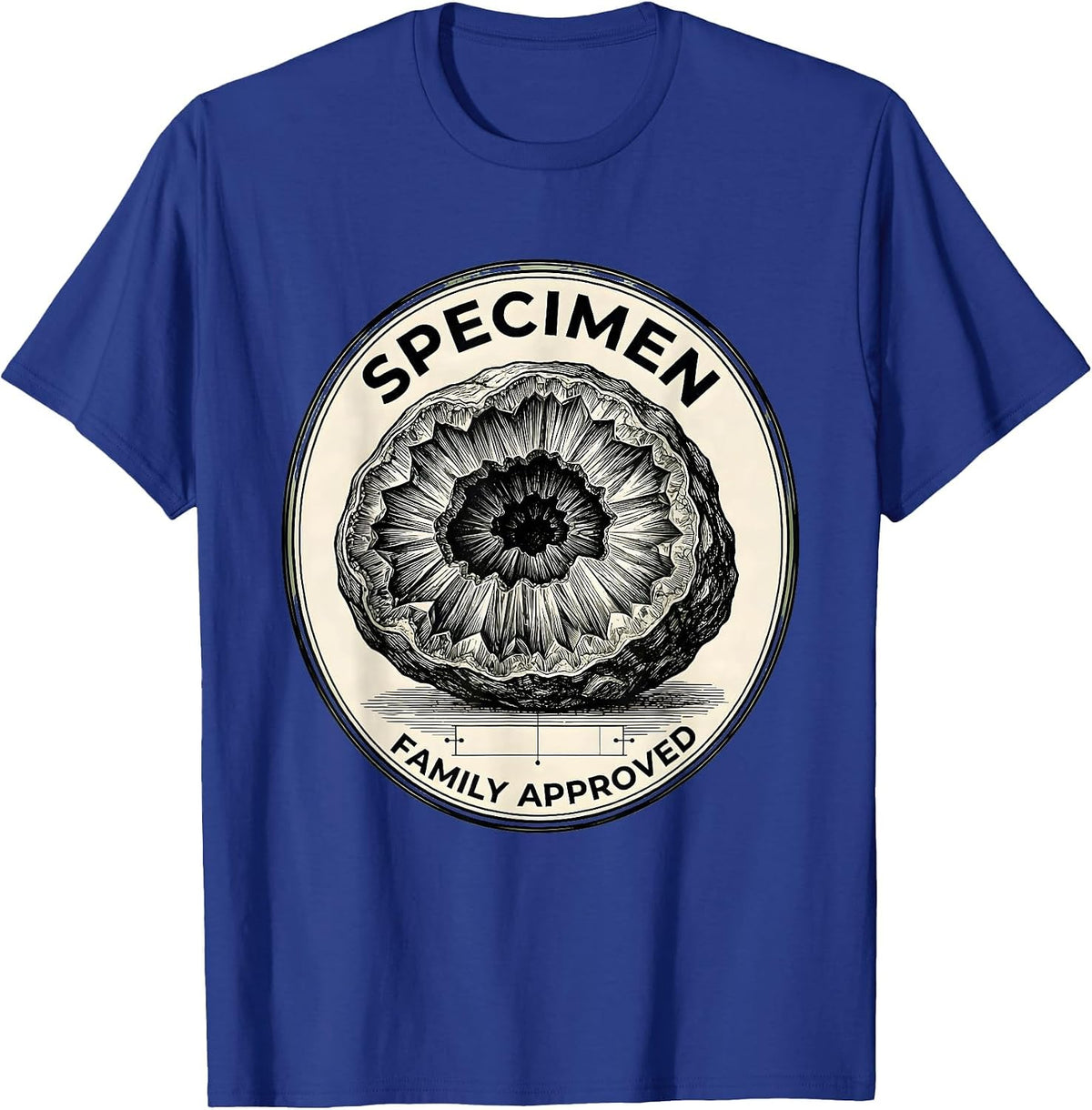 Men's Specimen Family Approved Botanical Geode Rock Collector T-Shirt - Royal Blue