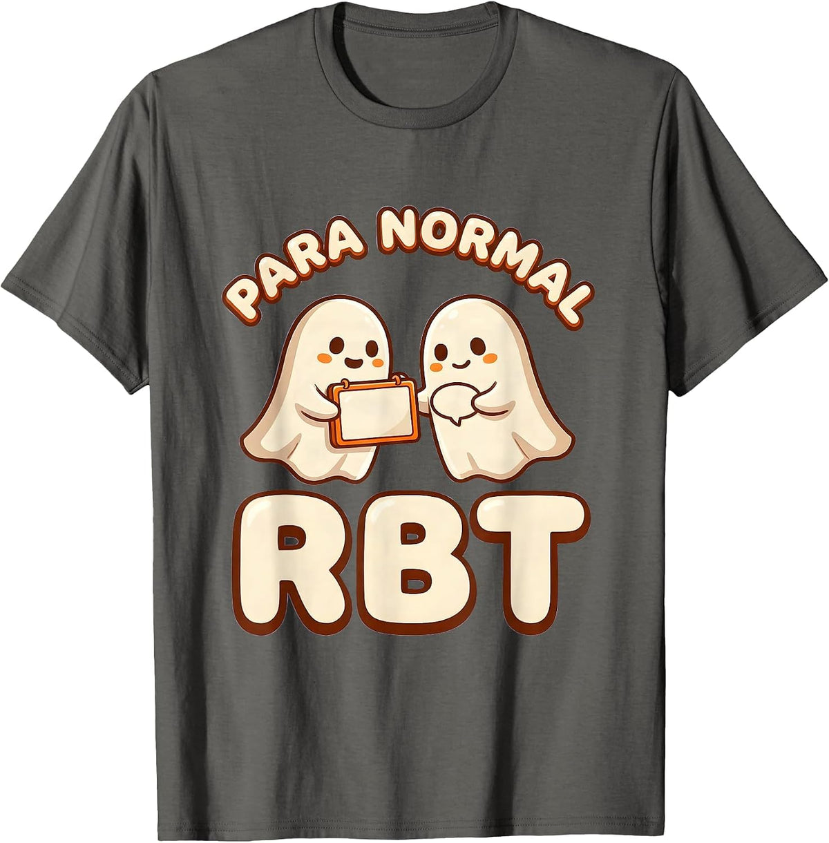 Men's Para Normal RBT Cute Kawaii Ghost Paraprofessional Halloween T-Shirt - Asphalt Grey