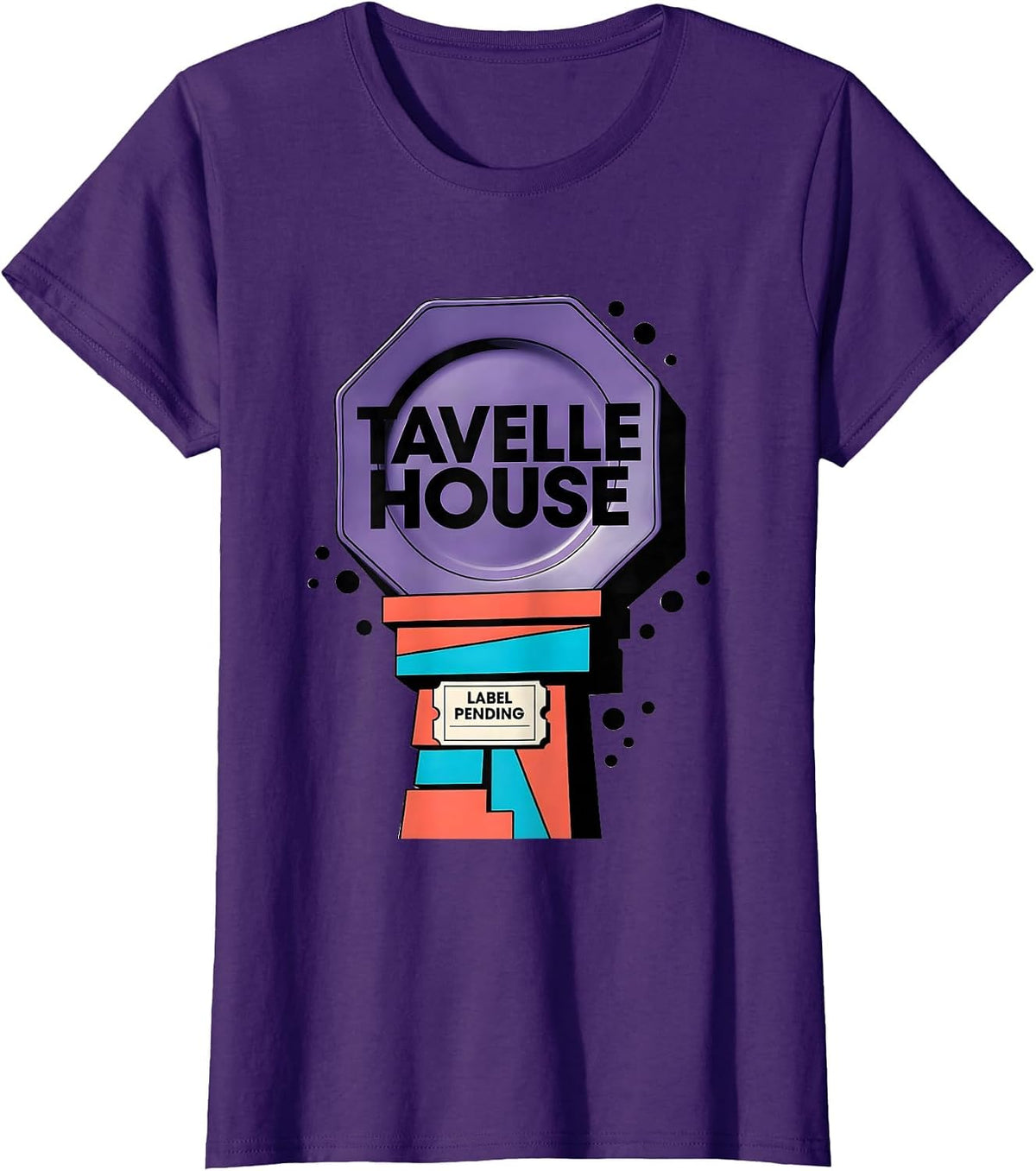 Women's Tavelle House Label Pending Memphis Postmodern Designer T-Shirt - Purple