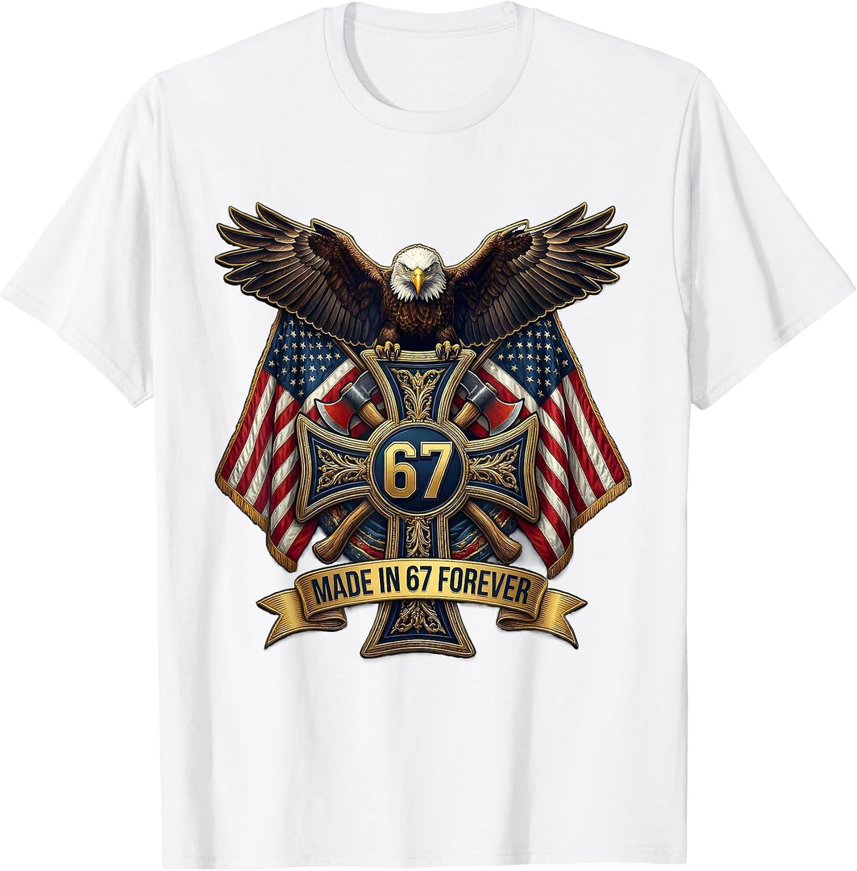 Men's Made in 67 Forever Mason Birth Year Design T-Shirt - White