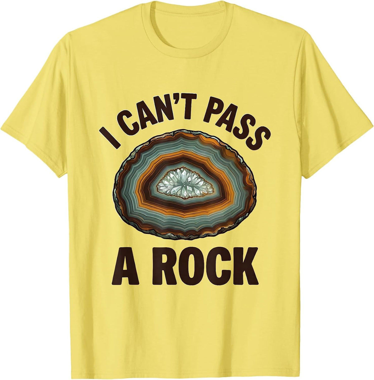 Men's I Can't Pass A Rock Funny Rock Collector Geology Humor T-Shirt - Lemon Yellow