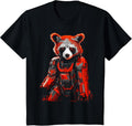 Red Panda Fantasy - Robot Art Animal Red Panda T-Shirt - Black