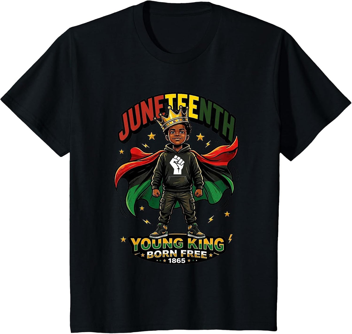 Juneteenth Young King 1865 Boys Black Heritage Kid T-Shirt - Black