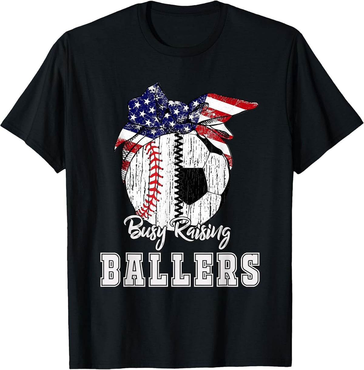 Busy Raising Ballers Baseball Soccer - Soccer mom T-Shirt - Black