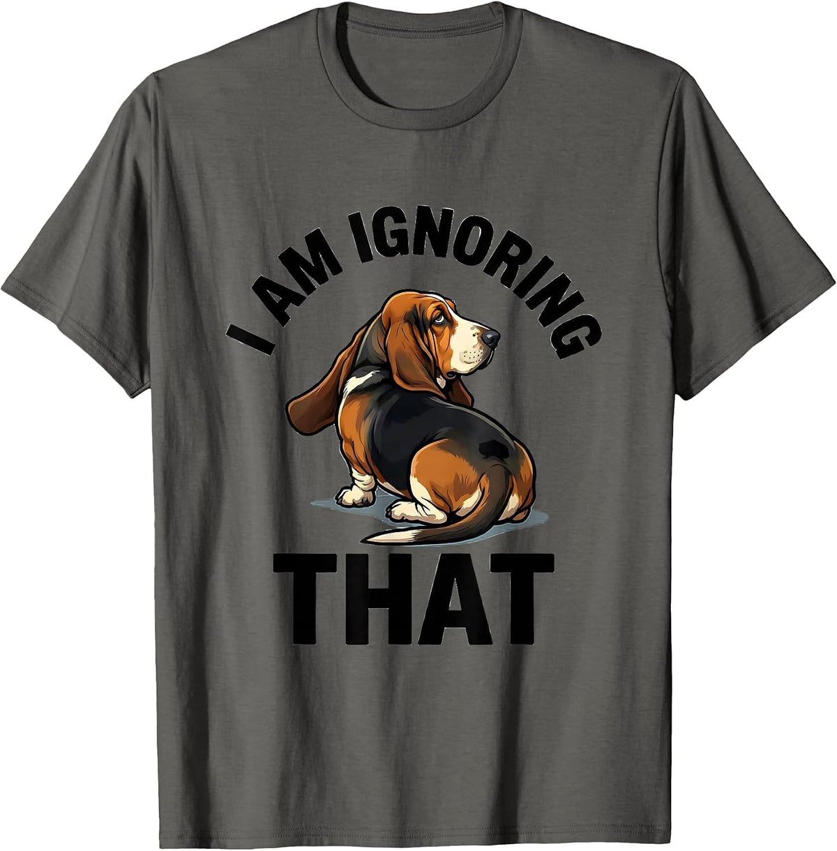 Men's I Am Ignoring That Funny Basset Hound Dog Lover Gift T-Shirt - Asphalt Grey