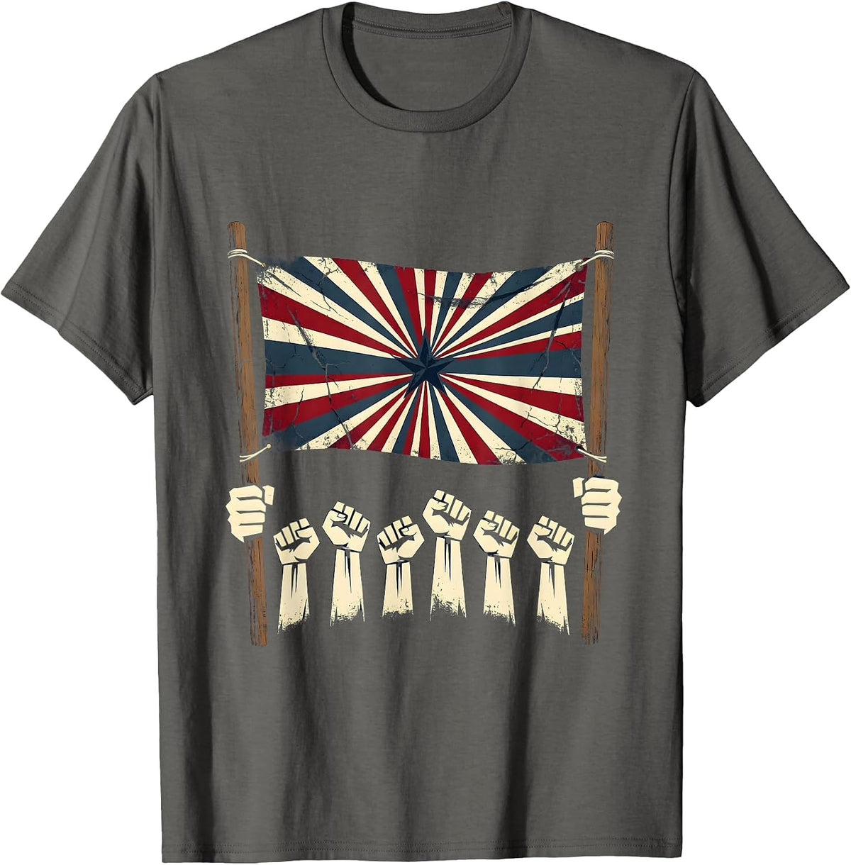 Labor Day Parade Banner Crowd Illustration T-Shirt - Asphalt Grey