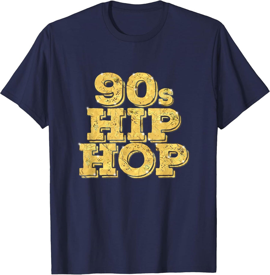1990 90s Hip Hop DJ Music Producer Gold Dope Beats Rappers T-Shirt - Navy Blue