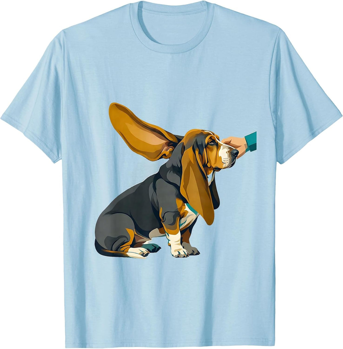 Men's Basset Hound Midcentury Modern Dog Lover Humor T-Shirt - Baby Blue
