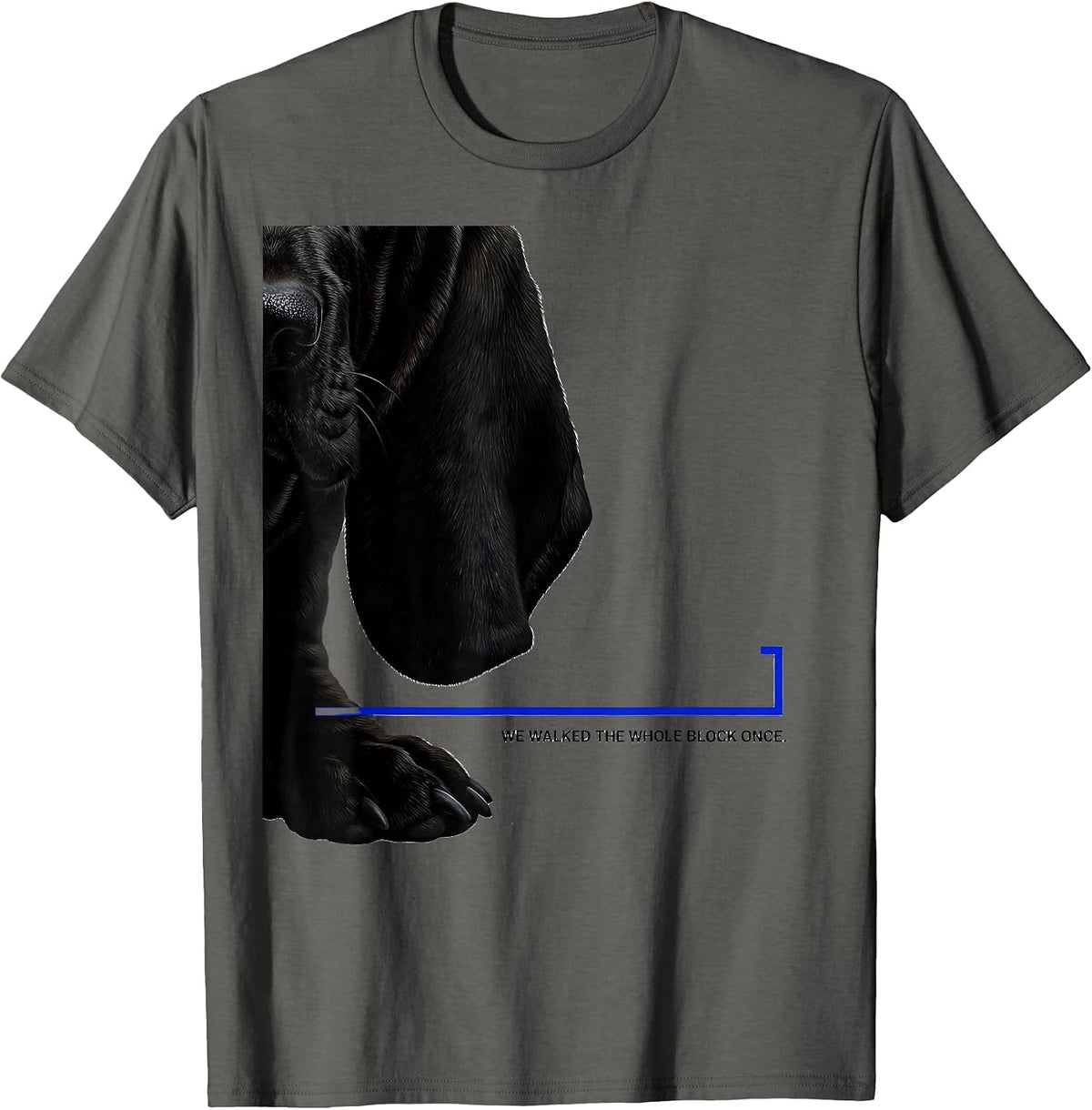 We Walked The Whole Block Once Funny Basset Hound Dog Lover T-Shirt - Asphalt Grey