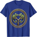 Twin Day Mirrored Chameleons on Forked Branch T-Shirt - Royal Blue