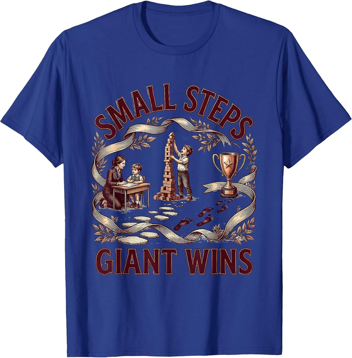 Small Steps Giant Wins Special Education Teacher T-Shirt - Royal Blue