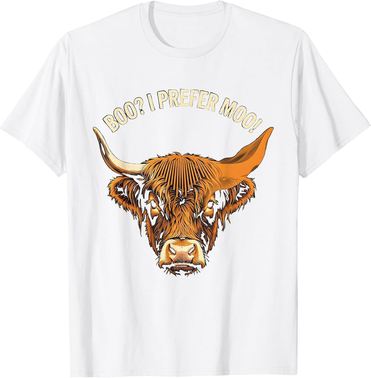 Men's Boo? I Prefer Moo! Funny Highland Cow Halloween Fall T-Shirt - White