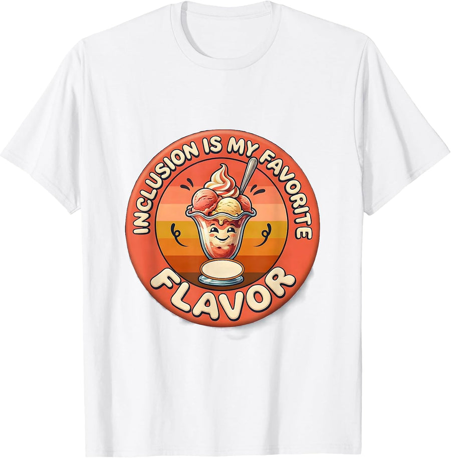 Men's Inclusion Is My Favorite Flavor Retro 70s Special Education T-Shirt - White