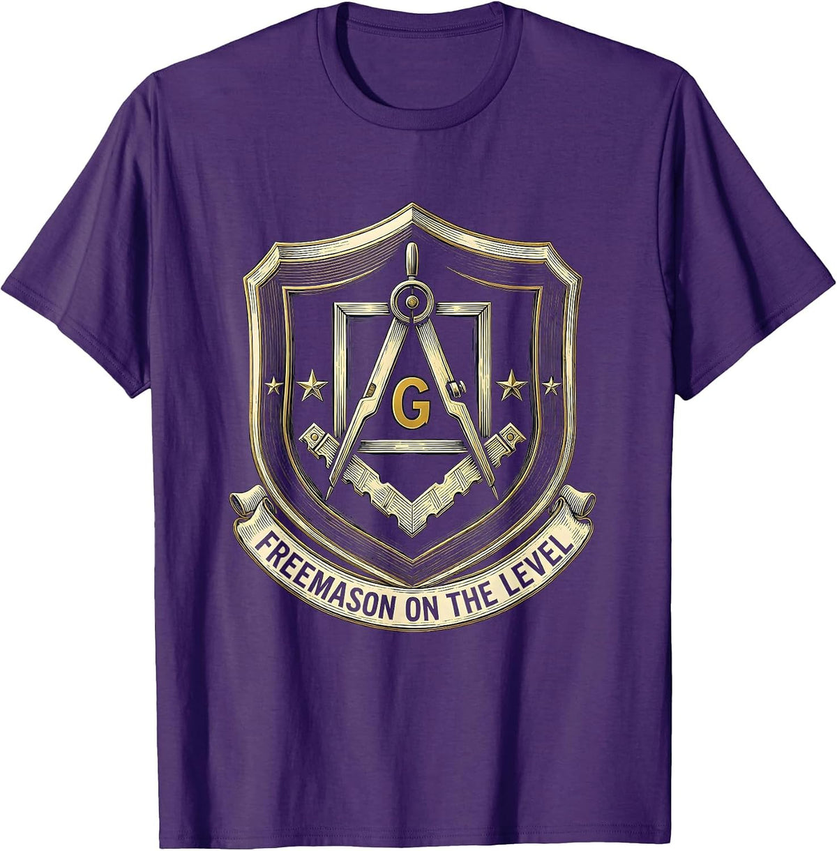 Men's Freemason On The Level Masonic Fraternal Pride Square & T-Shirt - Purple