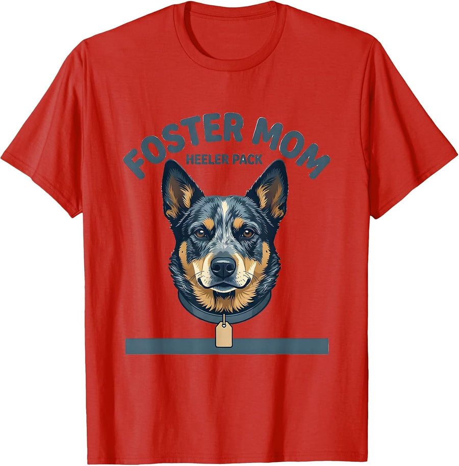 Men's Foster Mom Heeler Pack Playful Blue Heeler Family Halloween T-Shirt - Red