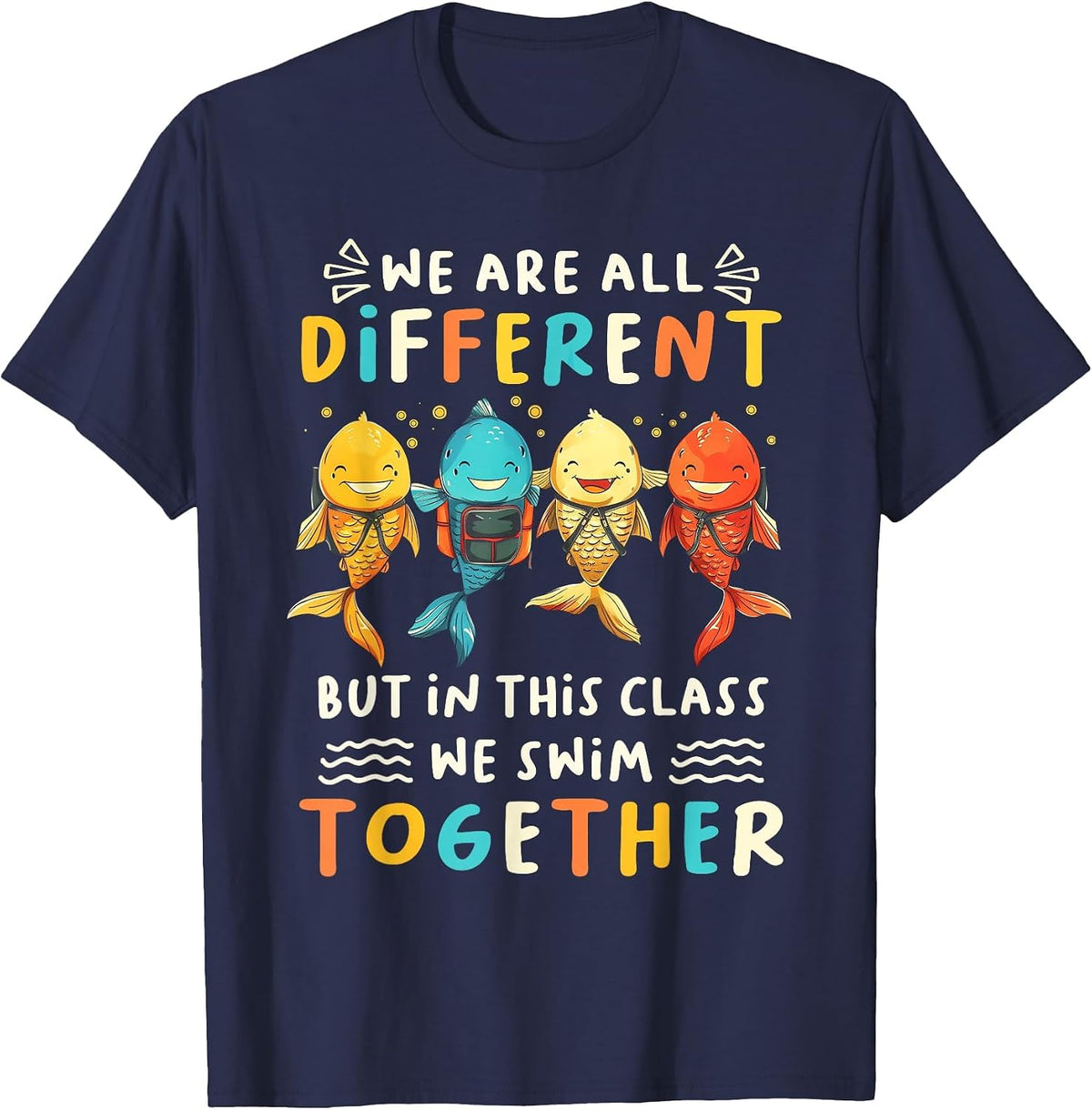 Special Education Sped Teacher Student We Swim Together Kids T-Shirt - Navy Blue