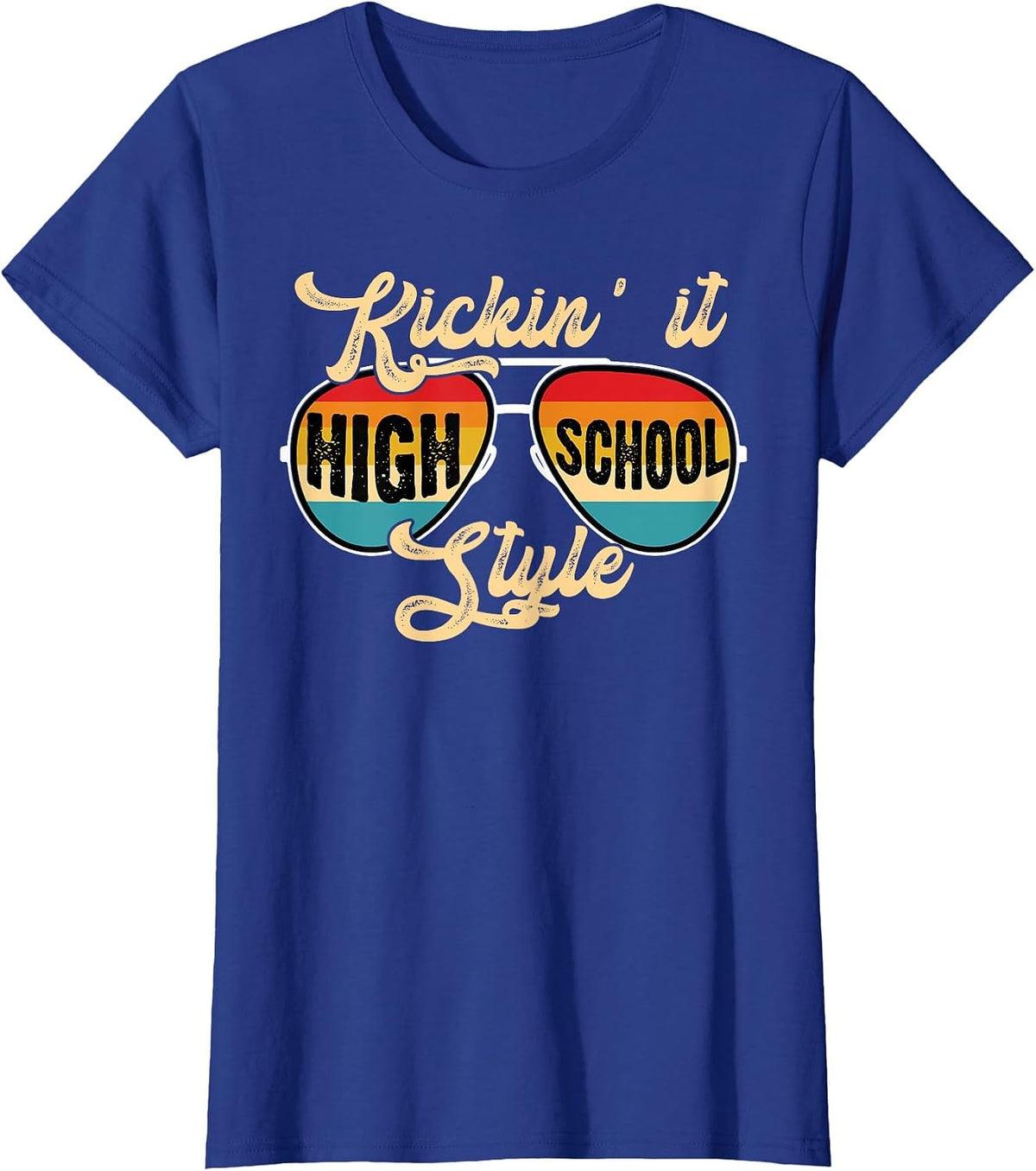 Retro Kickin It High School Style Teacher Back to School T-Shirt - Royal Blue