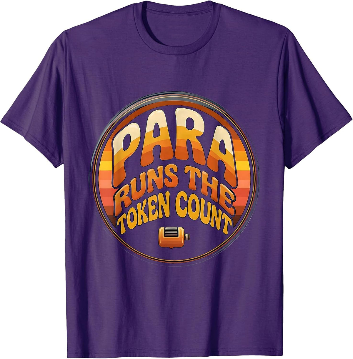 Men's PARA Runs The Token Count Retro 70s Paraprofessional Back T-Shirt - Purple