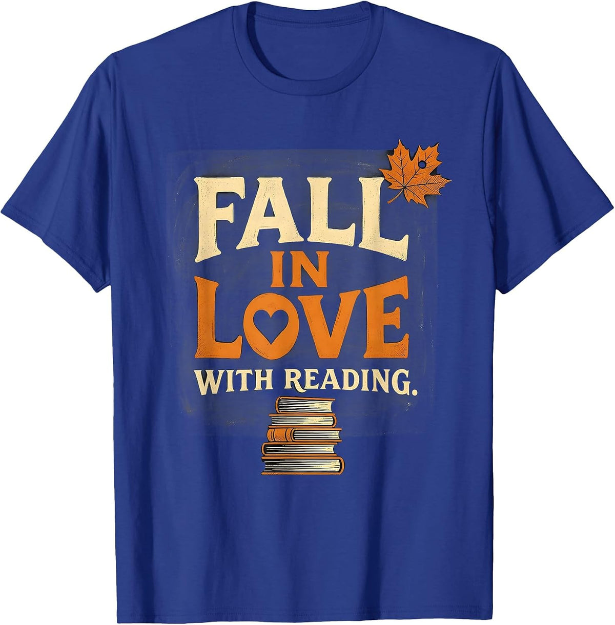 Men's Fall In Love With Reading Cute Teacher Book Lover Autumn T-Shirt - Royal Blue