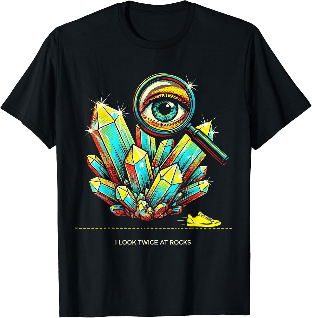Men's I Look Twice At Rocks Pop Art Funny Rock Collector Geology T-Shirt - Black