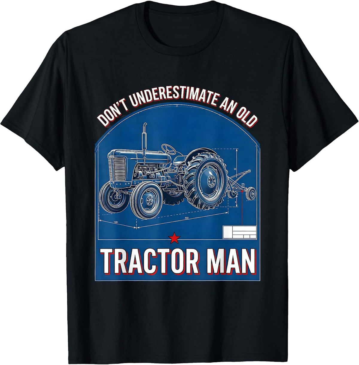 Men's Don't Underestimate An Old Tractor Man Vintage Farmer Humor T-Shirt - Black