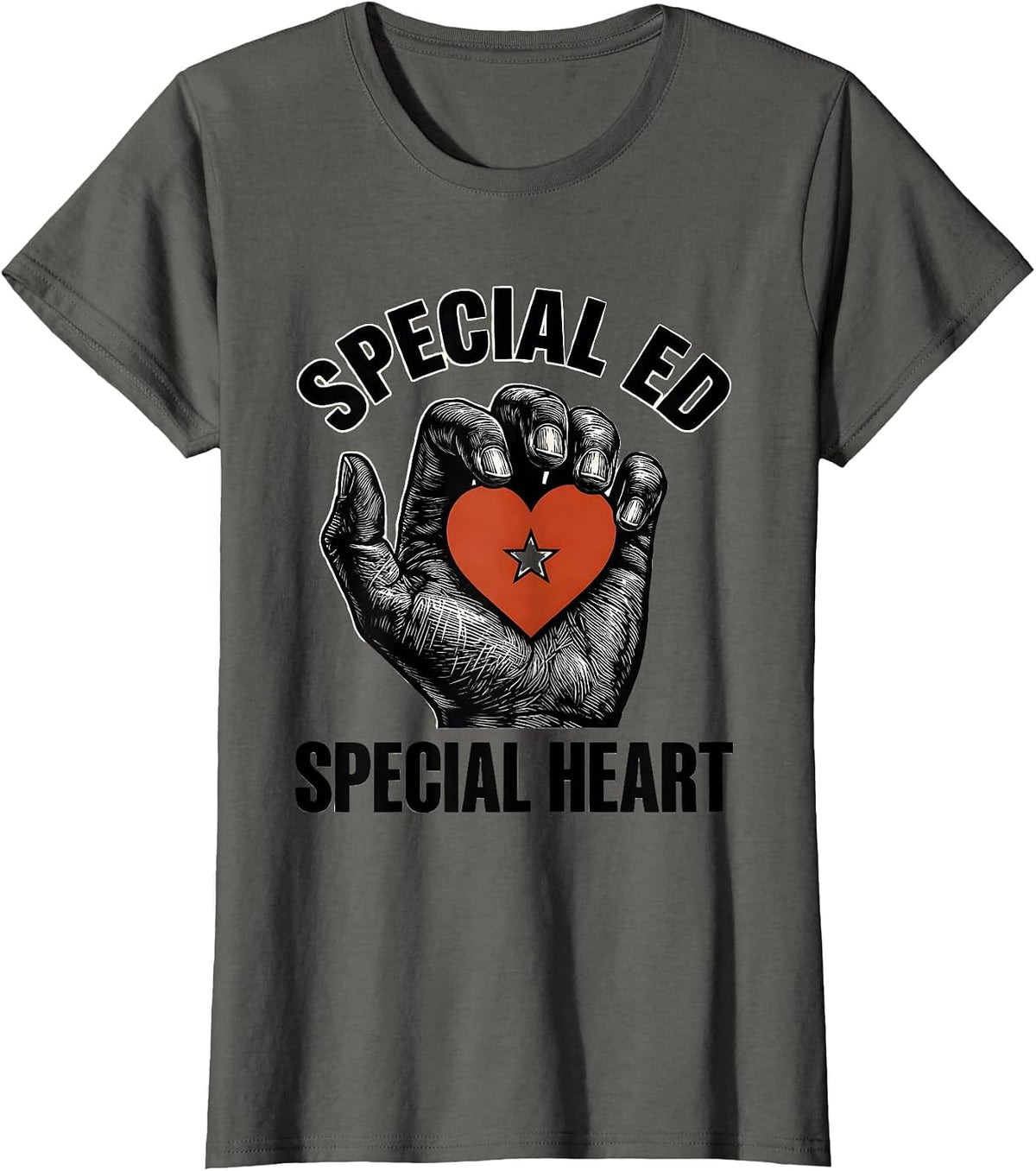 Women's Special Ed Special Heart Teacher Design T-Shirt - Asphalt Grey